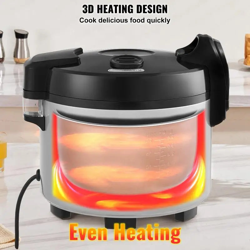 Commercial Rice Cooker, 70-Cup Rice Cooker, 15.85 Qt / 15 Liter Large Rice Cooker and Warmer with Nonstick Inner Pot, Fast Cooking and 12-Hour Keep Warm, with Rice Cup and Paddle, for Restaurant
