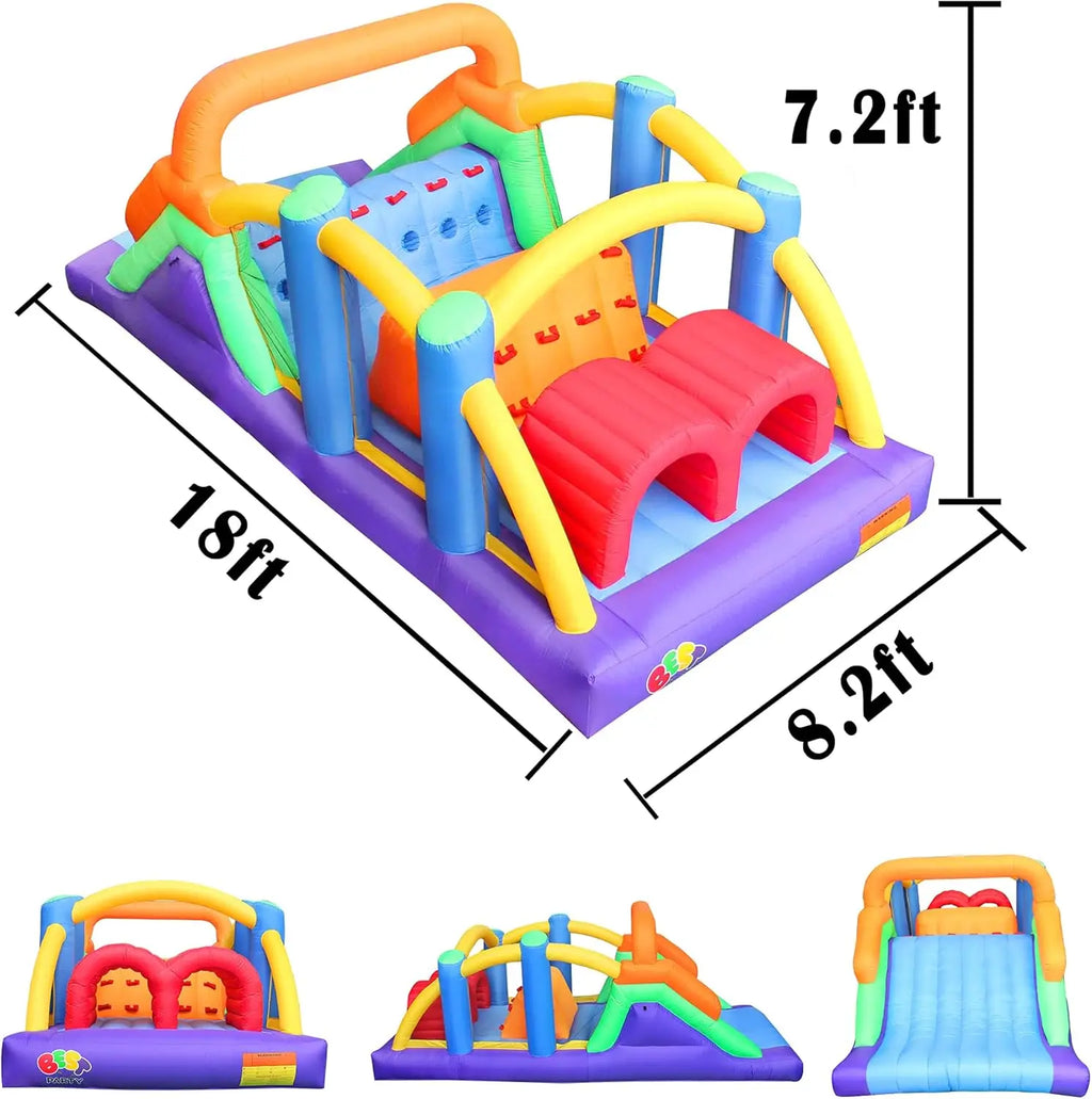 Inflatable Obstacle Course Bounce House Castle with Slides Bounce Area and Obstacles Inflatable Jumping Castle with Blower