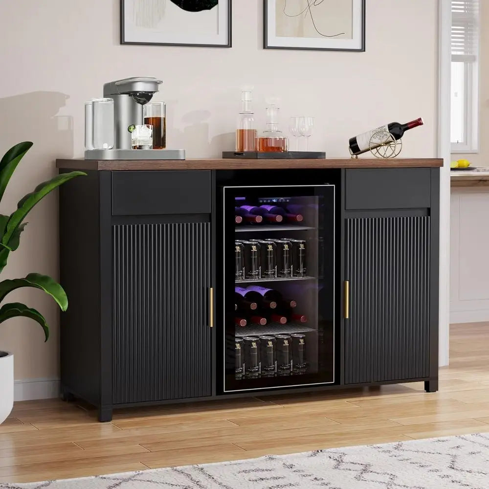 Large Coee Bar Cabinet with ridge Space, Mini ridge Cabinet with Wine Storage, Buet Sideboard Table or Home, luted ern Design,53