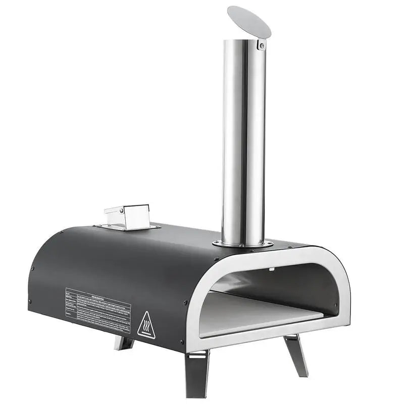 12 Inch Pizza Baker For Camping Backyard Garden, Dual Fuel Iron Spray Shell Built-in Thermometer Wood Pellet Propane Gas Oven Portable Cooking Device Black Shell Outdoor Culinary Equipment