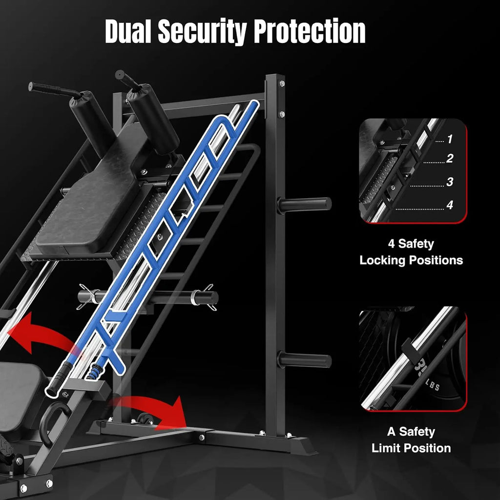Dripex Leg Press Machine, Hack Squat Machine, Professional Leg Press Machines for Home Gym with 4 Weight Plate Storage Holders, Transport Wheels for Full Lower Body Workout-Weight Plates Not Included