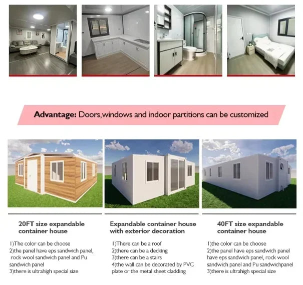 Customized Casas Modulares Prefabricadas Prefabricated Houses Usa Modular Tiny Collapsible Expandable Container House Home