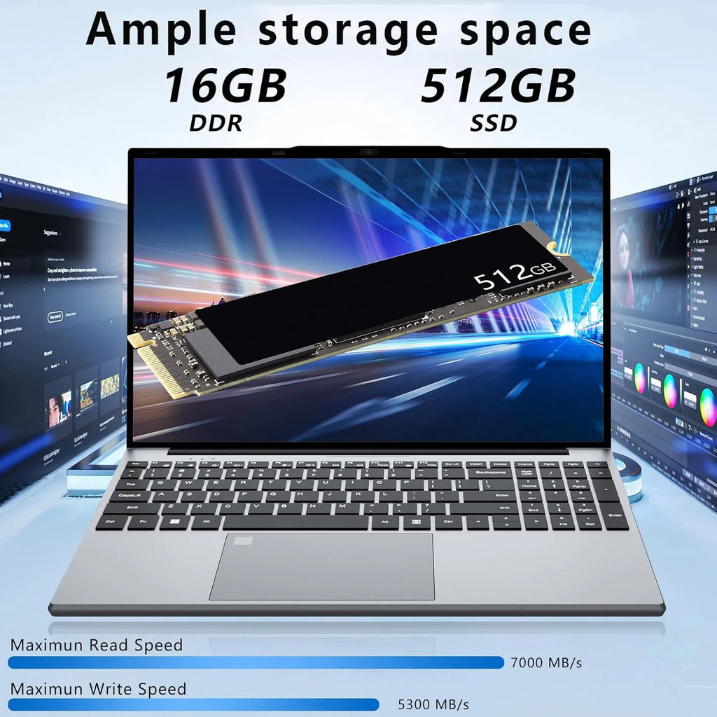 Xiaman 15.6" Intel Notebook PC Ultra Slim Laptop Intel Core i3-6100U 16GB RAM 1TB 2TB SSD Office Study Computer PC Windows 11