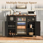 Coffee Bar Cabinet with Ridge Space, Mini Ridge Cabinet with Outlet, Wine Liquor Cabinet with Double Drawers, Luted Buffet Sideb