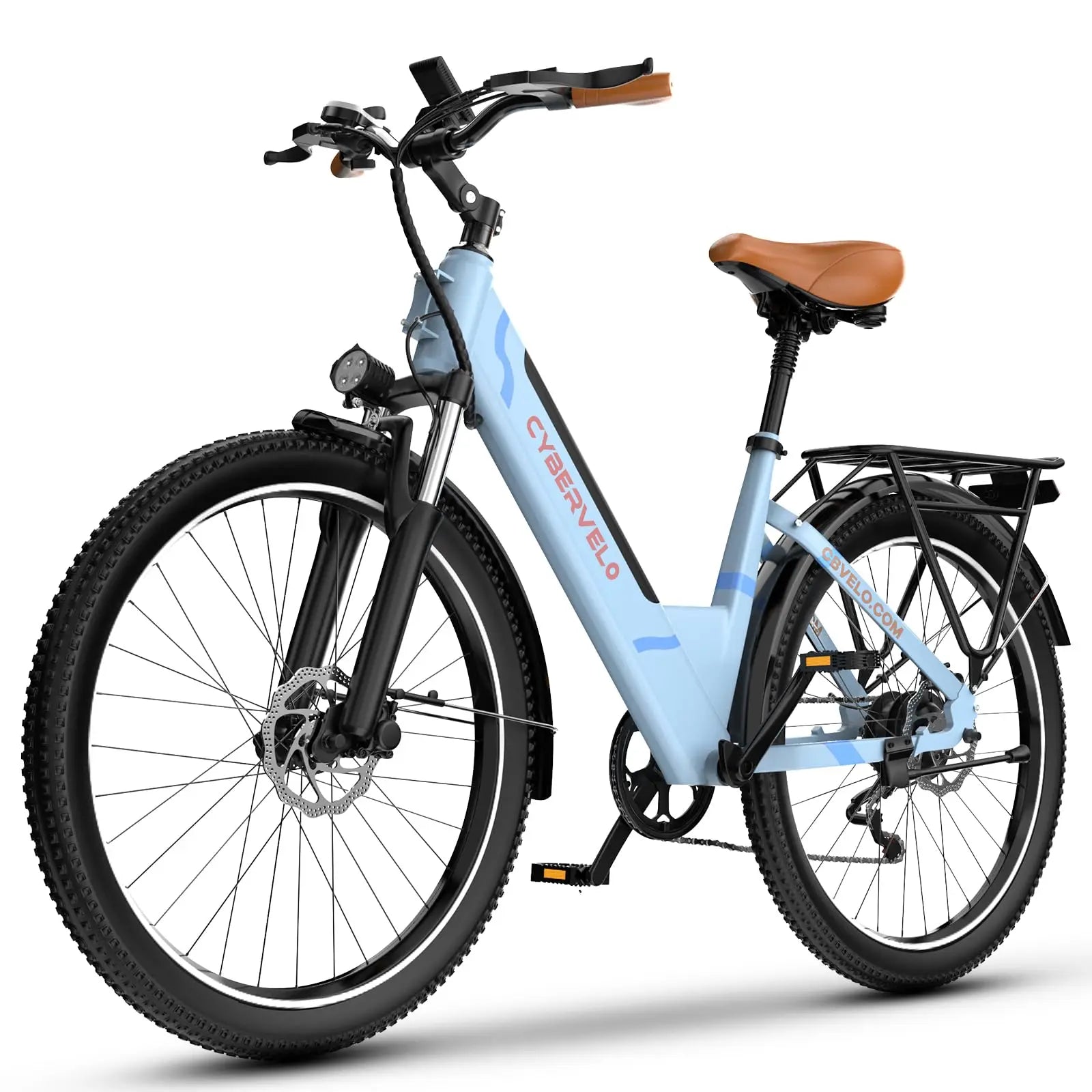 Cybervelo 1000W Peak 26" Electric Bike Adults 80Miles Removable Battery 7-Speed Ebike Beach Snow Commute E Bicycle for Men Women EK2