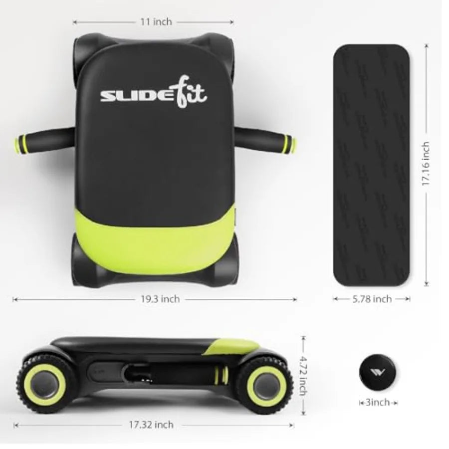 Slide Fit, Ab Roller Board with 4 Wheels, Automatic Rebound Abdominal Wheel for Core Workout, Ab Exercise Equipment, Abdominal