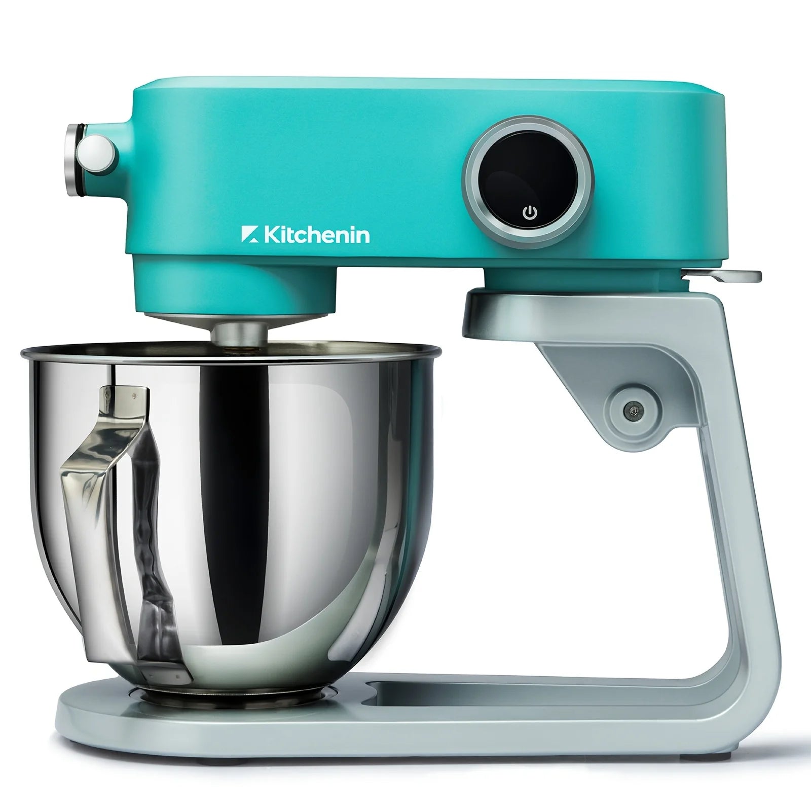 Heavy-Duty All-Metal Stand Mixer – 5.3-Quart Capacity, Quiet DC Motor, 8 Adjustable Speeds + Built-in Timer, Stainless Steel Attachments (Whisk, Beater, Dough Hook, Flat Beater), Multifunctional Power Hub for Optional Acces