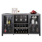 Industrial Drinks Credenza 47 Inch For Kitchen Home Bar Living Room, Sideboard Buffet Wine Rack Farmhouse Wood Furniture Storage Cabinet