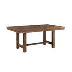 Brown Finish Rectangular Dining Table Set with Beige Upholstered Bench and Chairs, Transitional Kitchen Furniture