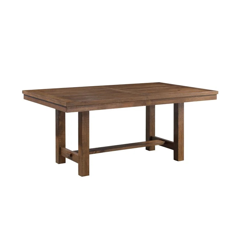 Brown Finish Rectangular Dining Table Set with Beige Upholstered Bench and Chairs, Transitional Kitchen Furniture