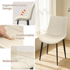 Walnut Extendable Dining Table Set for 6-8 with White Leather Chairs