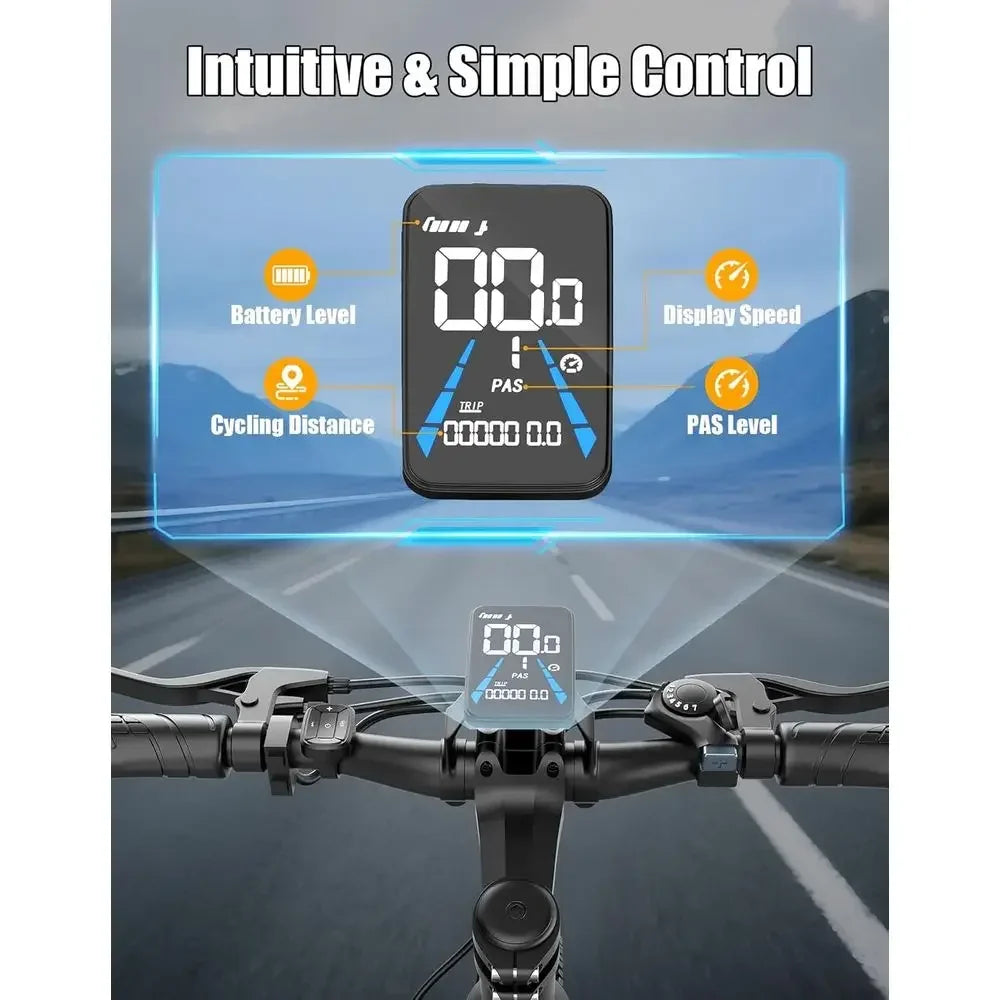 High-Power 1500W Electric Bike with 48V 12Ah Battery, 25MPH Speed, 65-Mile Range, 26 Adult City Cruiser E-Bike, 7-Speed Step-Thr