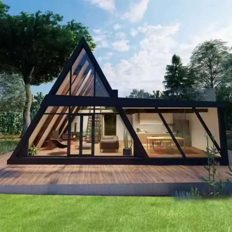 Triangle A Frame Tiny House Modular Prefab Cabin Portable Wooden Villa Outdoor Living Luxury Mobile Home