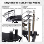 Foldable Reformer Pilates Machine with Adjustable Reformer Heights, Pilates Equipment with Piano Wire Spings and Jump Boards