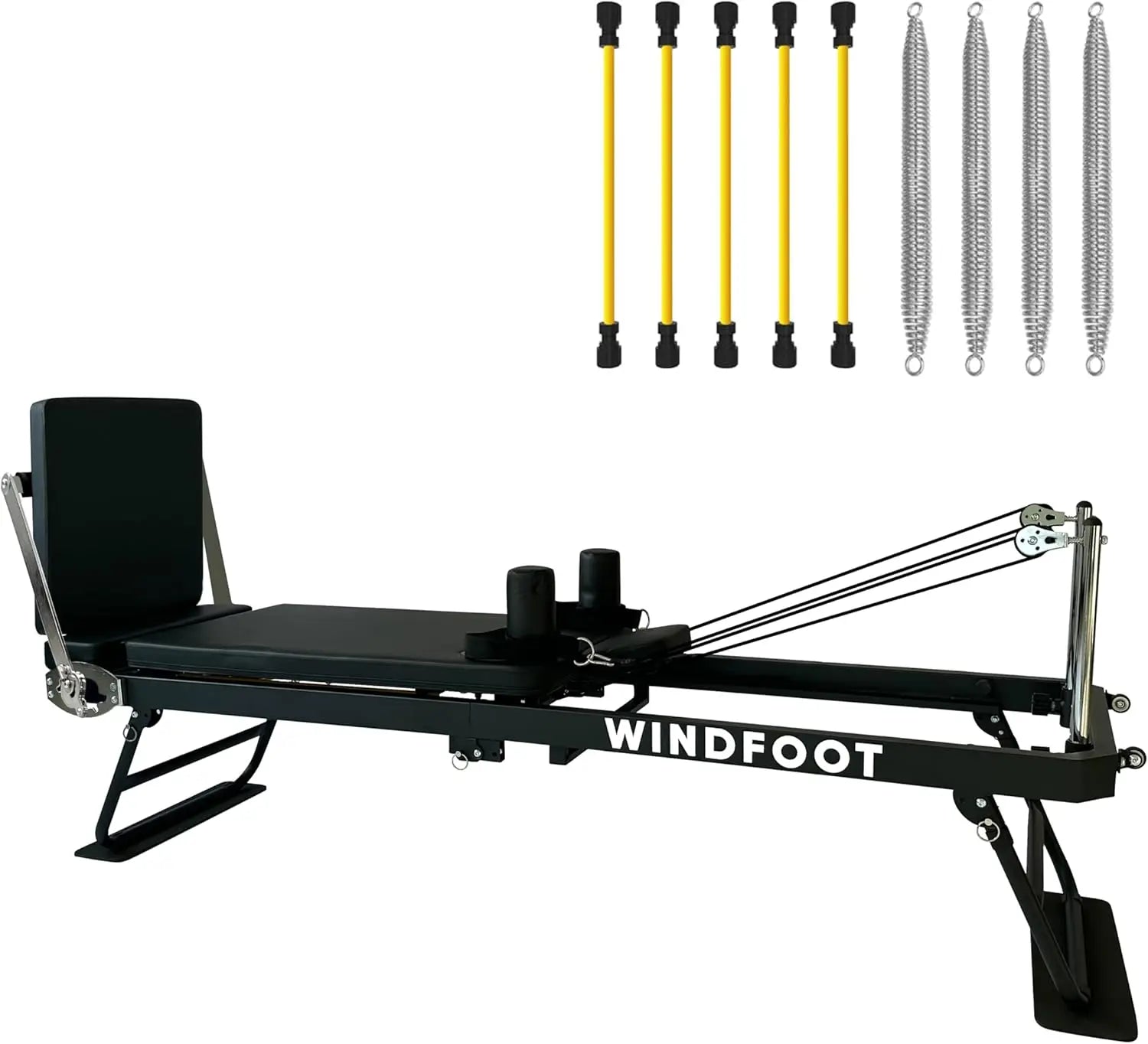 Foldable Pilates Reformer Machine with Springs & Cords for Home Workout, Suitable for All Levels