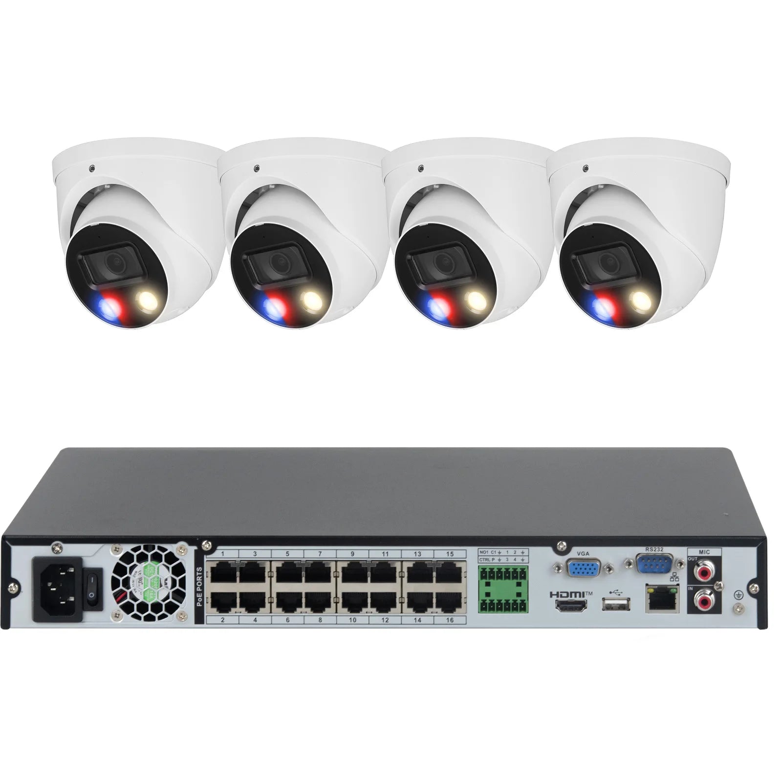 16CH 4K POE NVR CCTV Security Camera System 8MP Full Color Night Vision Outdoor Video Surveillance Kit 2 Way Audio Alarm