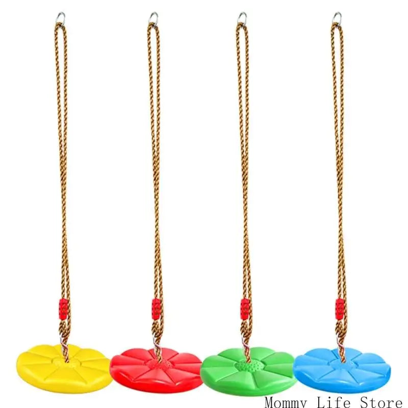 Rope Swing with Disc 30Cm/11.81Inch Round Platform and Thick Rope for Kids Yard Activity Toy Set