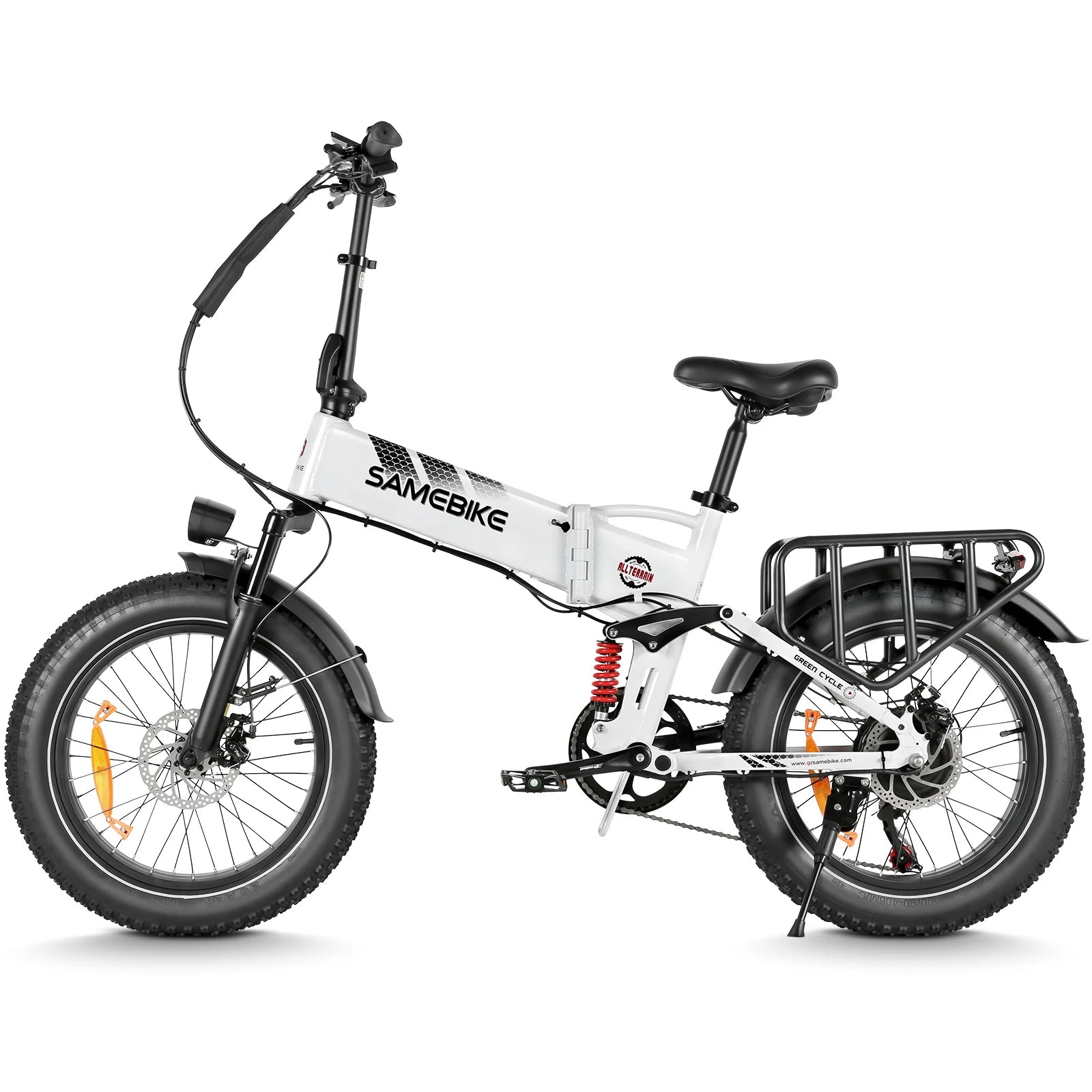 SAMEBIKE RS-A02Pro Folding Fat Tire Electric Bike 1000W All Terrain Snow Mountain Ebike For Adults 48V 15Ah High Capacity Battery Dual Suspension Off Road Adventure Bicycle