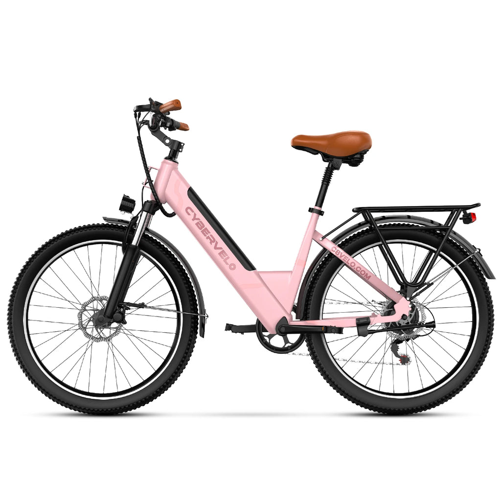 Cybervelo 1000W Peak 26" Electric Bike Adults 80Miles Removable Battery 7-Speed Ebike Beach Snow Commute E Bicycle for Men Women EK2