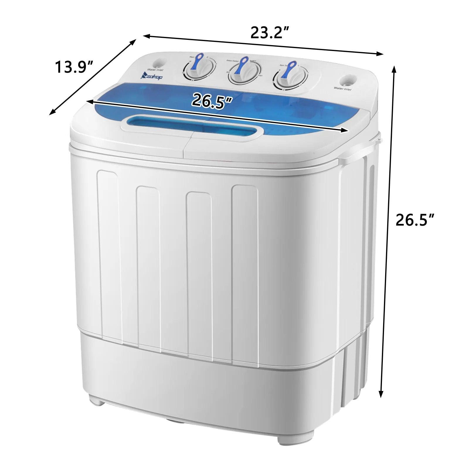 Portable Washing Machine - Compact Twin Tub Mini Washer & Spin Dryer Combo with Built-in Gravity Drain, 110V Electric Laundry Machine for Apartments, Dorms, RV, Camping - Energy Efficient, Quiet, Space Saving, No Installation