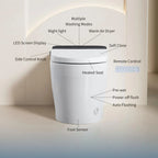 Tankless Smart Toilet Built-in Bidet Auto Flush Heated Seat Remote Control Foot Sensor