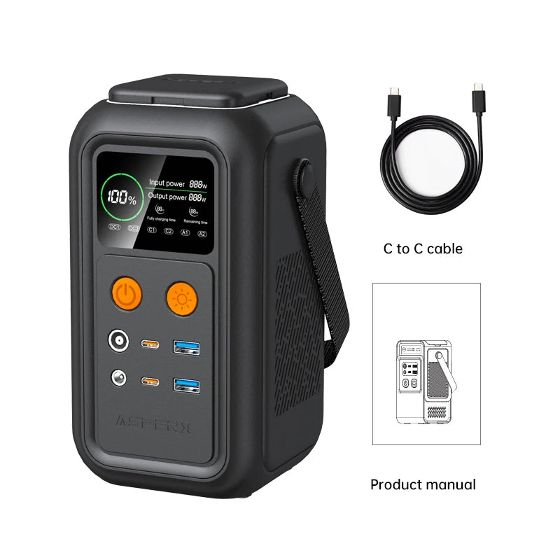CTOLITY 192Wh Camping Power Station 200W Power Bank 60000mAh LiFePo4 Portable Charger Battery Outdoor Solar Generator Supply