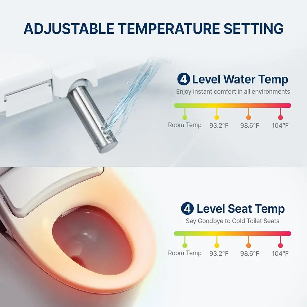 N31 Electric Heated Bidet Toilet Seat Elongated, Warm Water, Smart Heated Water Luxury Bidet Toilet Seat with Night Light, Self