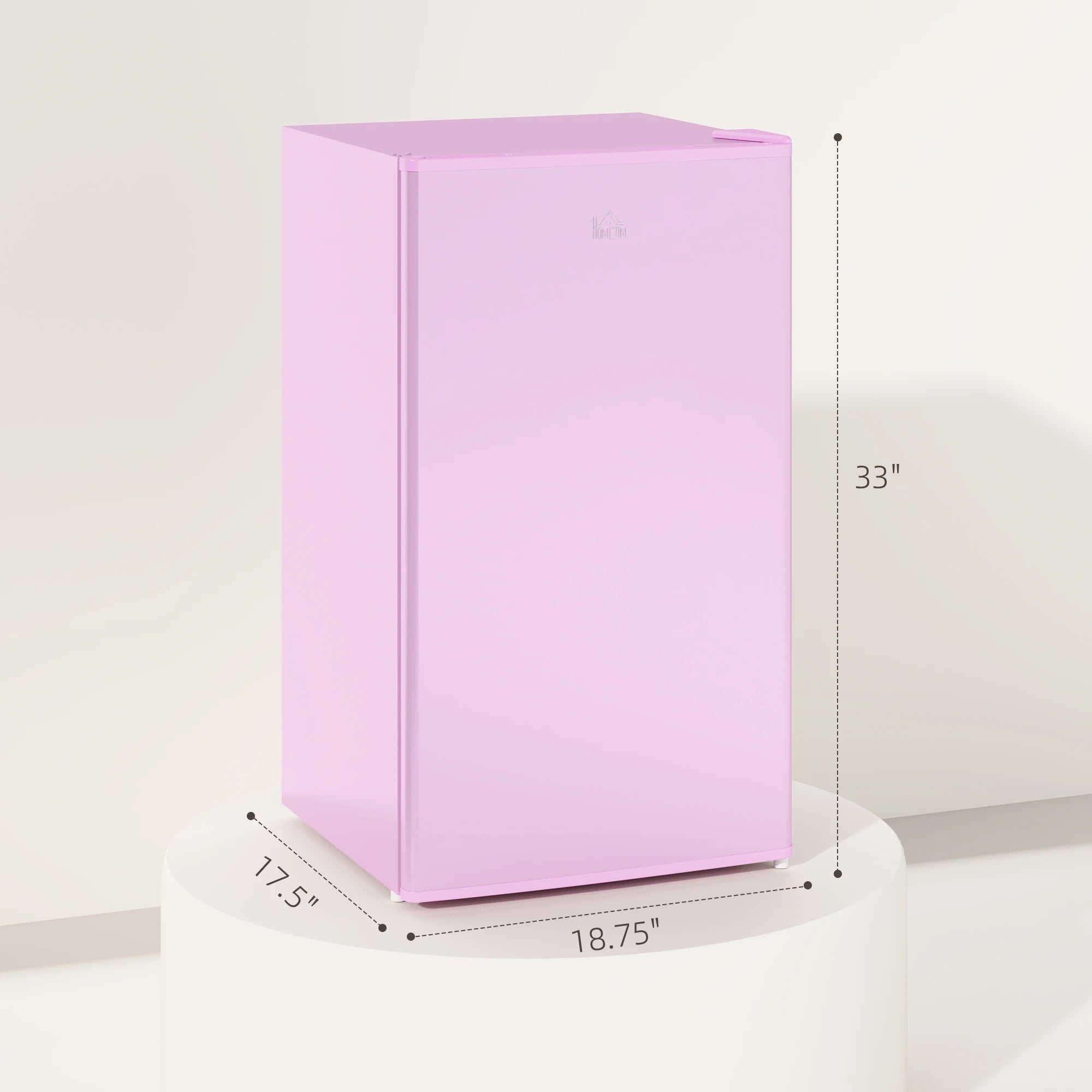 3.2 Cu.Ft Mini Fridge with Freezer, Single Door Compact Refrigerator with Adjustable Thermostat, Reversible Door, Pink