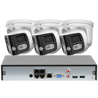 4CH 4K Outdoor Video Security IP POE Camera System 180° Dual Lens Smart Human Vehicle Detect 2 Way Talk Sound Light Alarm IVS