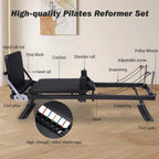 Foldable Reformer Pilates Machine with Adjustable Reformer Heights, Pilates Equipment with Piano Wire Spings and Jump Boards