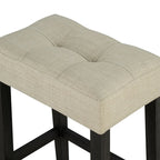 Black 3-Piece Dining Set with Two-Tone Table and Beige Tufted Stools for Dining Room