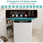 Fully Automatic Portable Washer with LED Display, 12 Cycles, 8 Water Levels, Large Capacity Combo Washer and Dryer