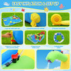 11 in1 Inflatable Slide Water Park Dry and Wet Slides Large Pool Water Gun Trampoline Climbing Wall Basketball Hoop and Ring Toss Game Outdoor Indoor Backyard Party Bounce Castle for Kids