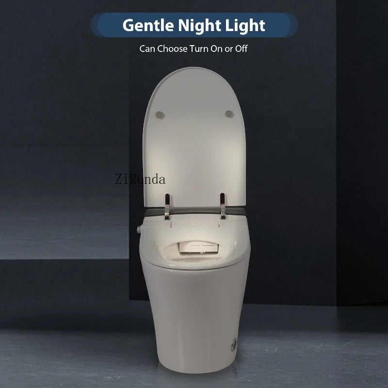 Heated Seat Smart Toilet, One Piece Toilet, Automatic Flush Tankless Toilet without Bidet, with Foot sensor Flush, Blue Night Light, Knob Control, Power Outage Flushing, Soft Close Cover,White
