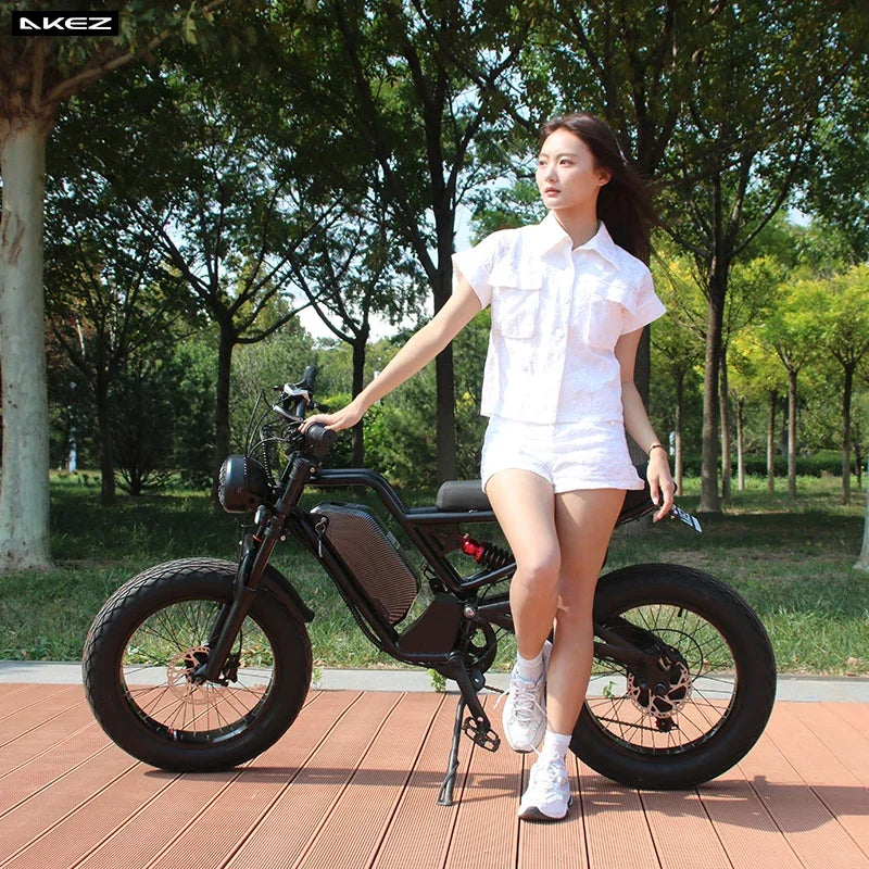 AKEZ  Long Range 18Ah Electric Bike 1500W 48V, Off-Road Fat Tire E-Bike, US Stock Fast Delivery