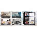 3.5Cu.Ft Compact Refrigerator Mini Fridge with Freezer, Small Refrigerator with 2 Door, 7 Level Thermostat Removable Shelves for Kitchen, Dorm, Apartment, Bar, Office Black