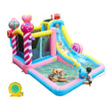 5-in-1 Iatable Water Slide for,Water Bounce House w/Air Blower, Jumping Area, Sprinker, Water Cannon, Climbing Wall and Splash