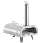 Dual Fuel Pizza Oven Outdoor, 12 Inch Wood Fire & Propane Gas Pizza Oven, Pellet & Propane Pizza-Maker with Thermometer, Stainless Steel Pizza-Cook for Outside Camping & Backyard