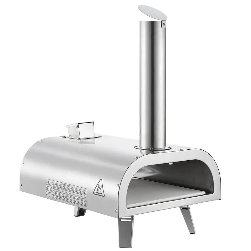 Dual Fuel Pizza Oven Outdoor, 12 Inch Wood Fire & Propane Gas Pizza Oven, Pellet & Propane Pizza-Maker with Thermometer, Stainless Steel Pizza-Cook for Outside Camping & Backyard