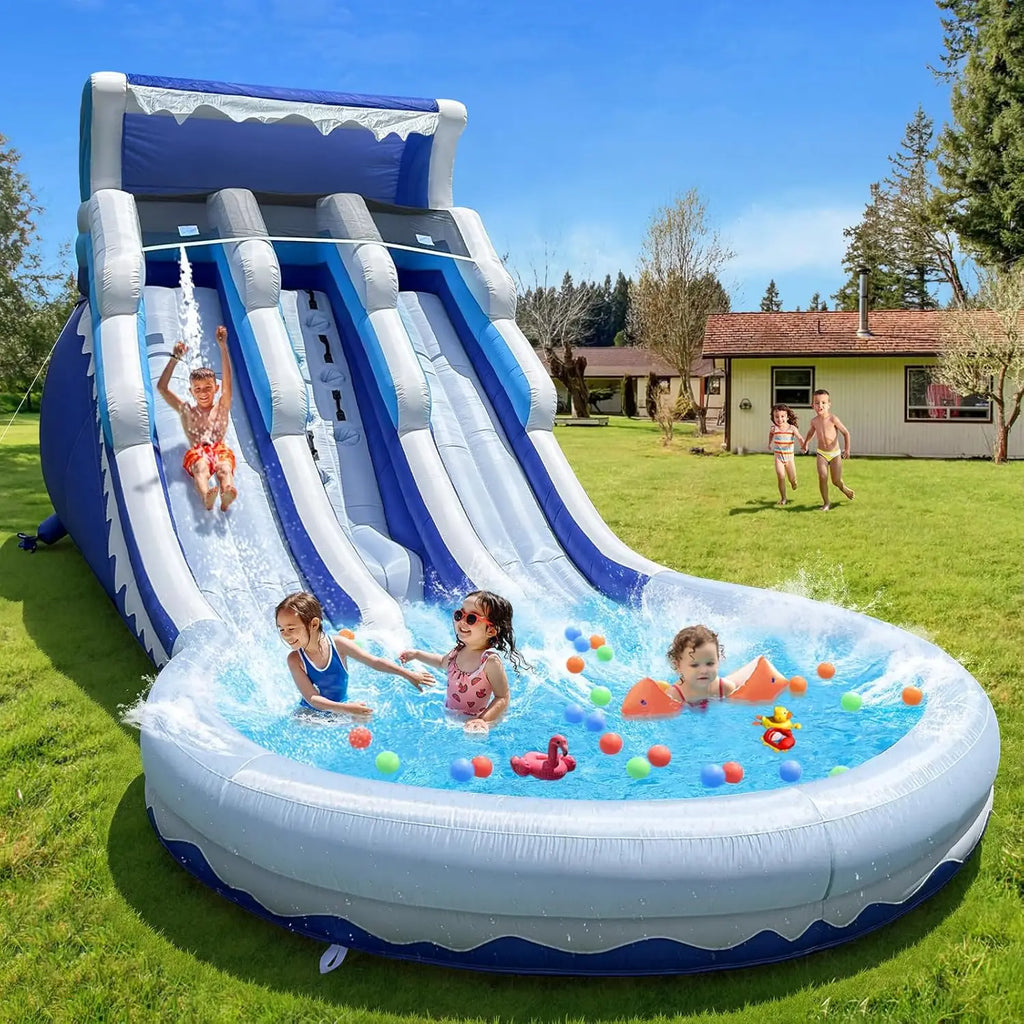 Blue White Grade Kids Inflatable Water Slides With Big Splash Water Pool Slide For Party Fun Backyard Summer Fun Kids Activities