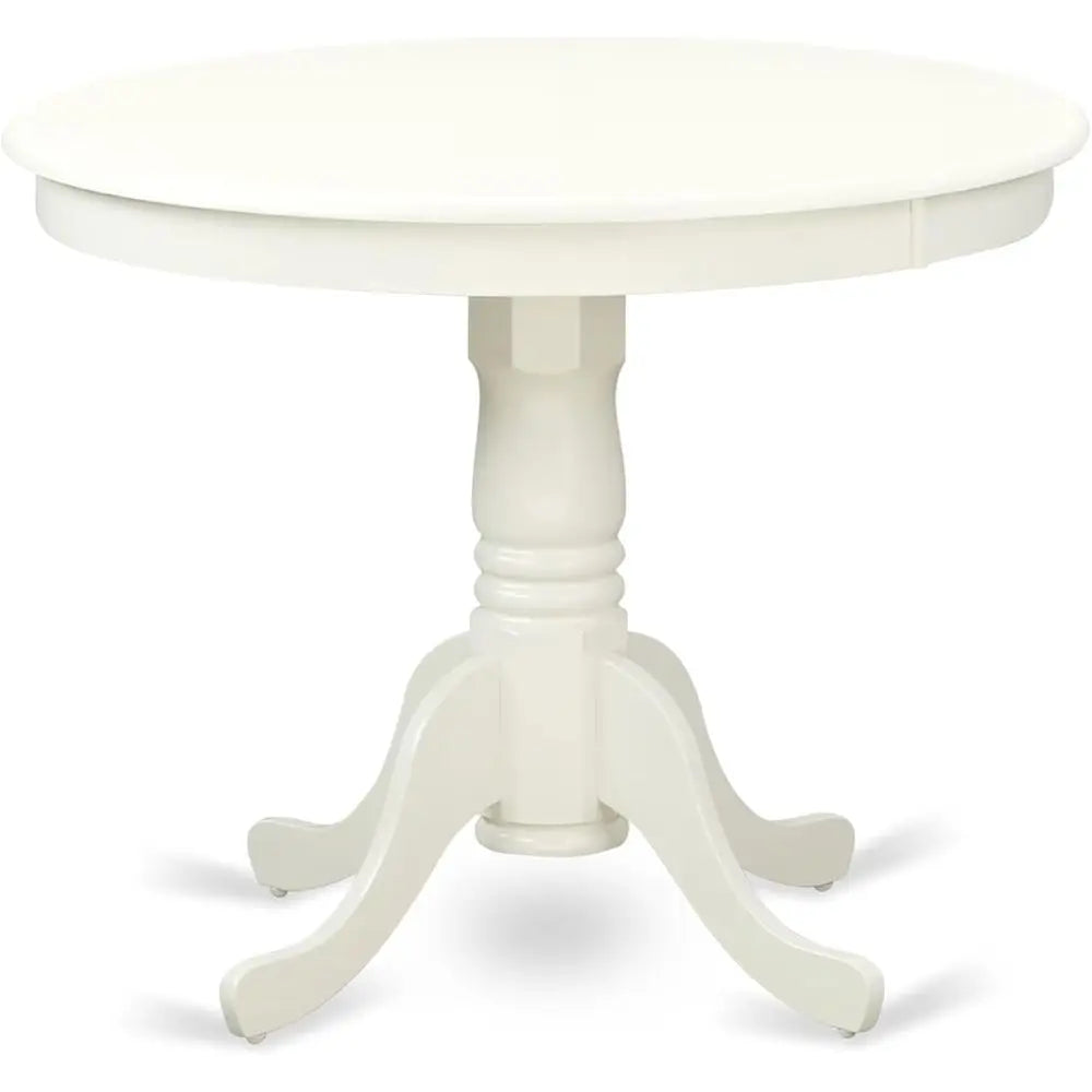 3-Piece Dining Set: Round Pedestal Table with 2 Chairs, 36x36, Linen White