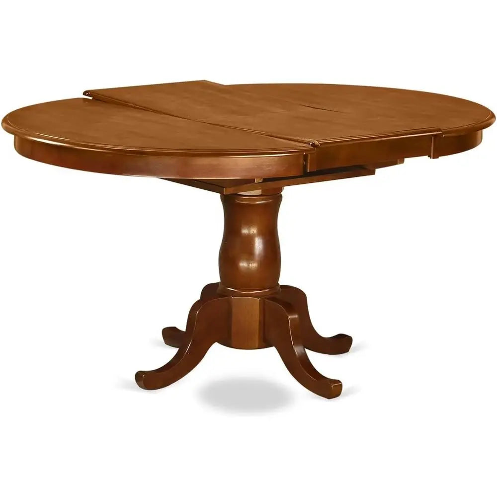 Oval Dining Table Set with 6 Linen-Fabric Chairs, 42x60 Inches, Brown