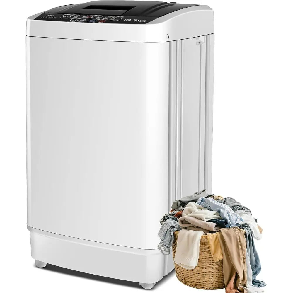 Compact 17.8 lbs Automatic Portable Washing Machine with 10 Programs, LED Display and Drain Pump, Ideal for RV, Dorm, and Home U