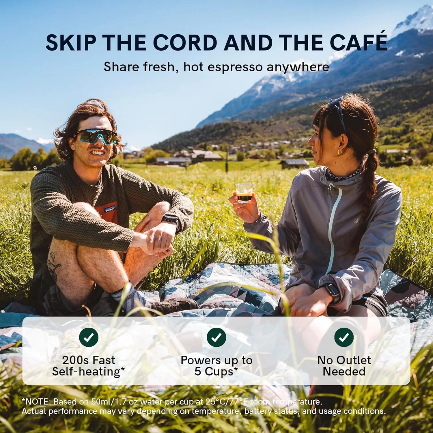 Portable Electric Espresso Machine with Self-Heating USB-C, Travel Coffee Maker for Camping, Car, RV, Hiking, Office, Ground