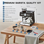 Stainless Steel Espresso Machine with Grinder 20 Bar ＆ 2.8l Removable Tank