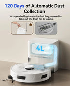Robot Vacuum and Mop 20,000Pa Suction, 120-Day Self-Emptying, LiDAR Navigation, App Control for Pet Hair, Hard Floors, Carpet