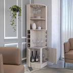 Light Gray Bar Cabinet with 8 Wine Cubbies and Double Doors