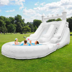 White Big Commercial PVC Inflatable Water Slide For Kids With Big Splash Pool Backyard Water Slide And Swimming Pool Summer Fun