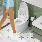 Smart Integrated Toilet with Bidet Function, Heated Seat, Remote Control, Foot & Side Button Flush, Arc-Shape Spray Wand (4 Clea