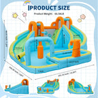 15.9FT Kids Inflatable Bounce House With Slide, 10-in-1 Water Bounce Castle, 550W Blower, Indoor Outdoor Jump House For Backyard